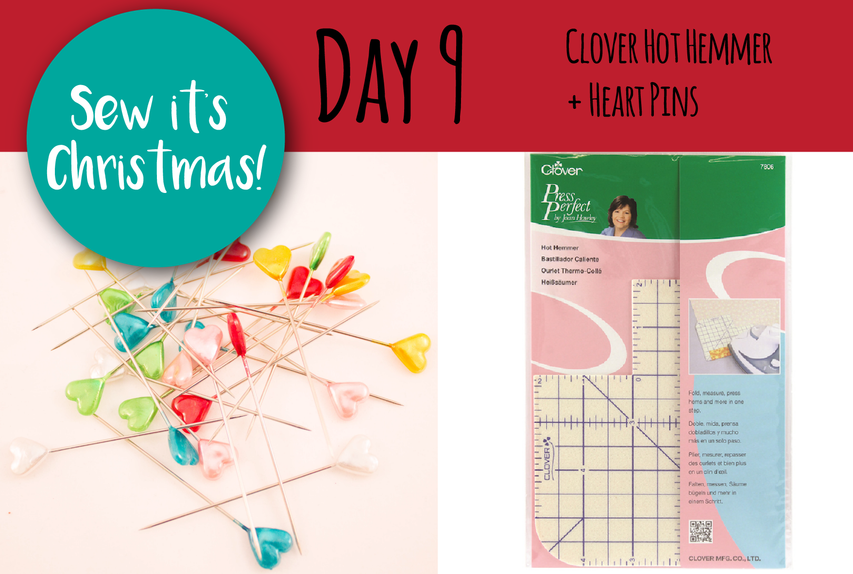 SEW IT'S CHRISTMAS - Day 9: Clover Hot Hemmer + Heart Pins