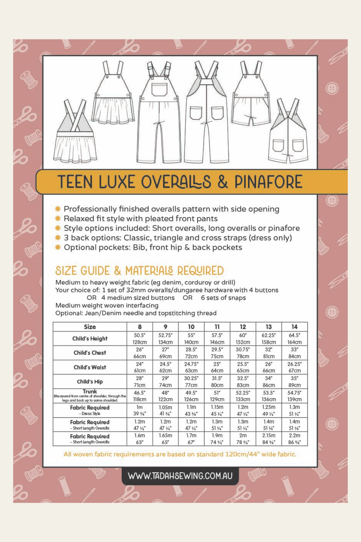 Teen Luxe Overalls Sewing Pattern – Tadah Patterns + Sewing