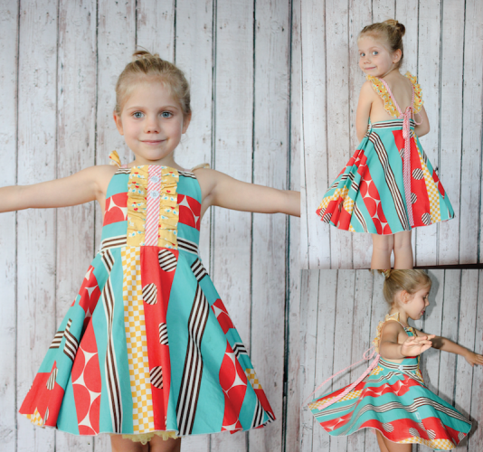 striped butterfly tea dress