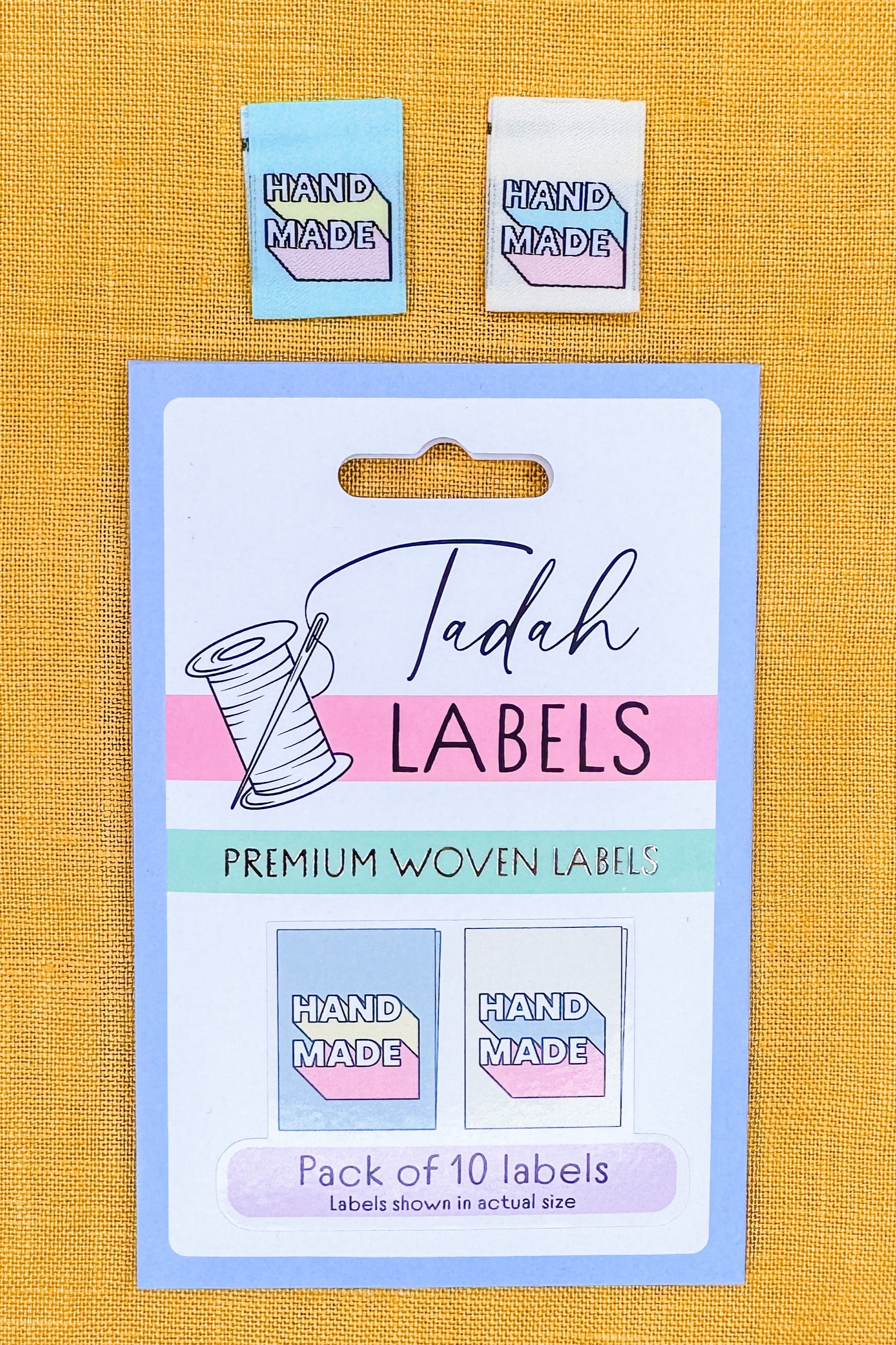 Handmade Block Text ~ 10 pack ~ Premium Woven Labels - Tadah Patterns ...
