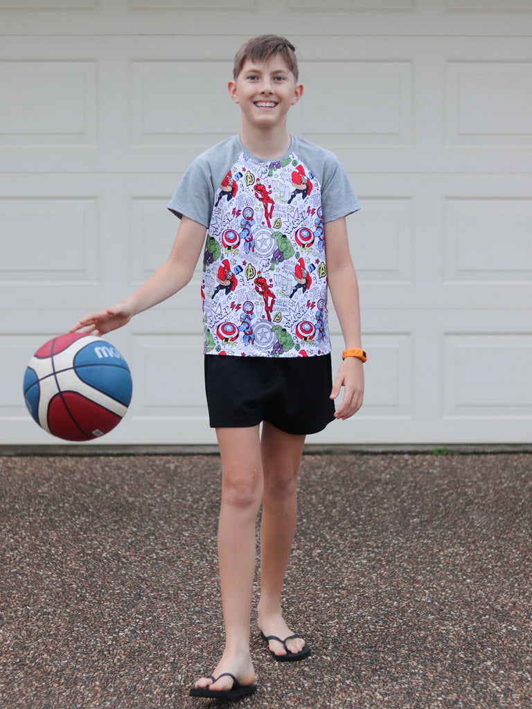 KIDS RAGLAN TEE 12-14 SEW YESTERDAY